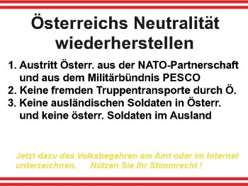 Volksbegehren Österreichs Neutralität wiederherstellen